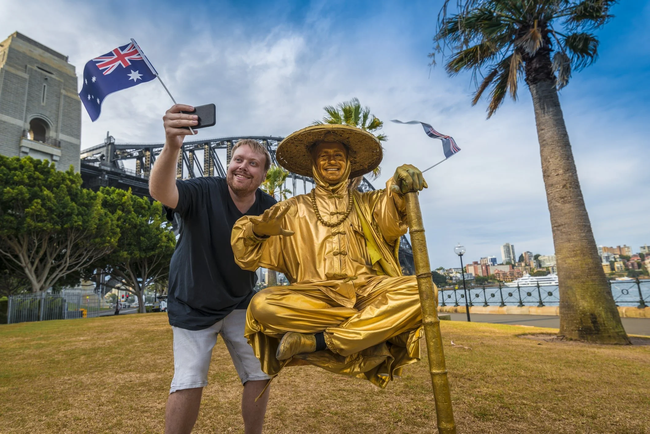 Master of Levitation Artist performs in Sydney, Australia.