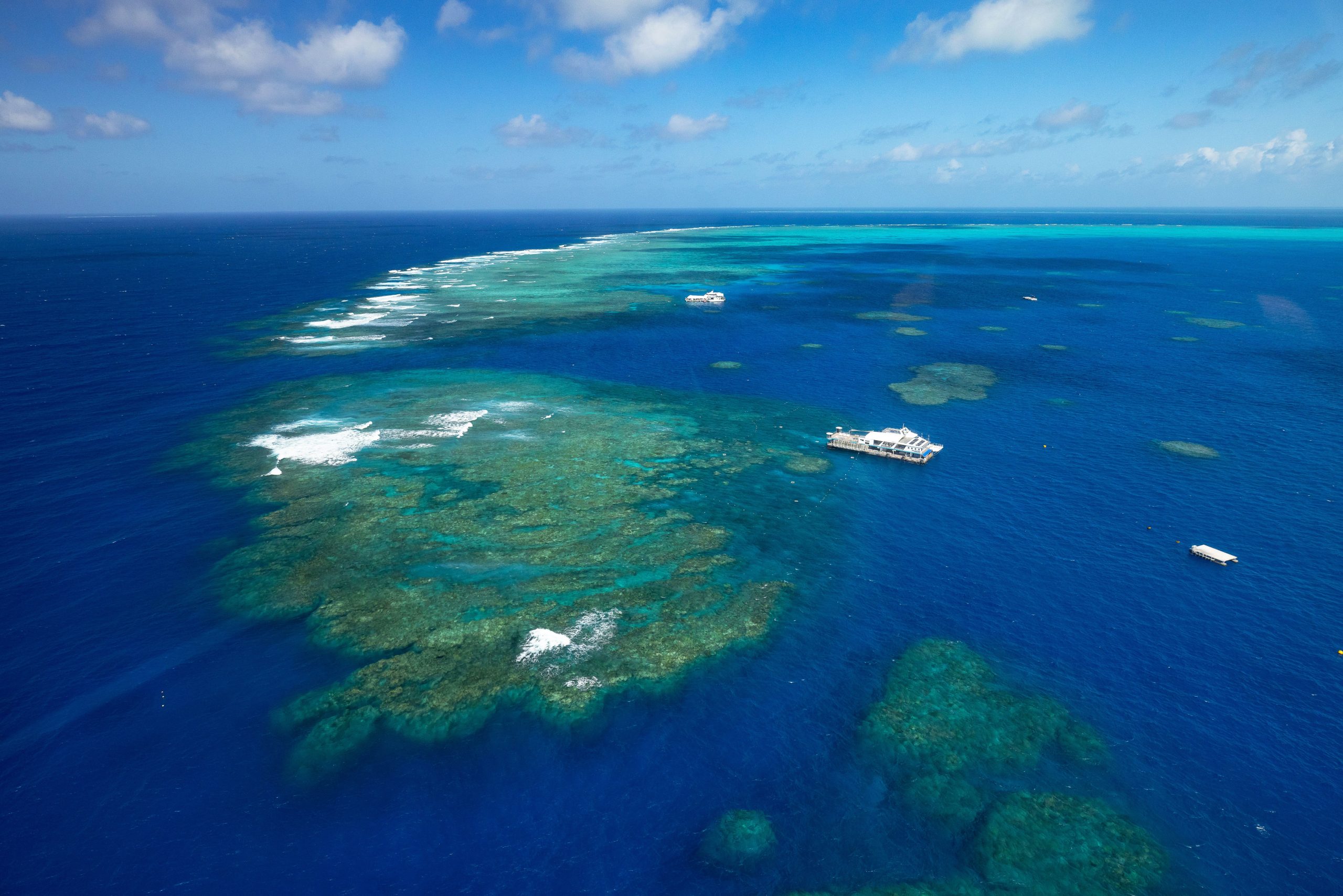 Aerial view of coral formation in the Great Barrier Reef, Australia.