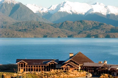 View of Fiordland Lodge, Te Anau, South Island.